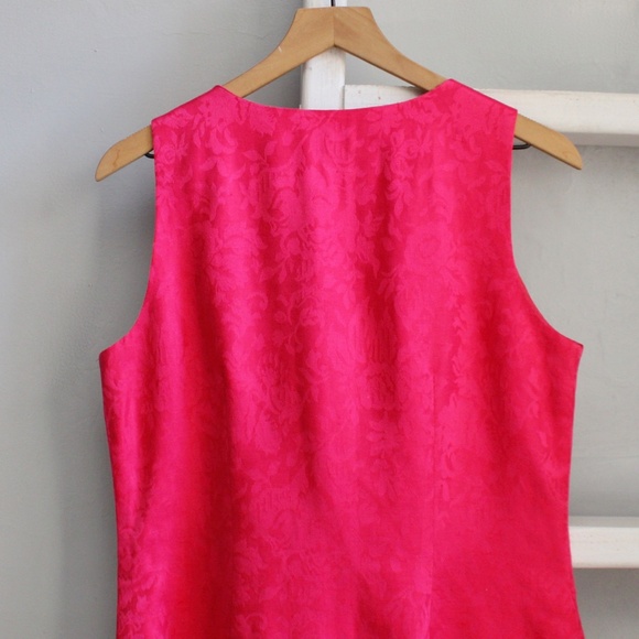 For Pete's Sake Vintage Sleeveless Floral Jacquard Pink Button Dress Size 12 - Picture 5 of 7